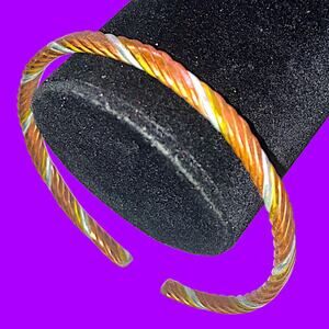 Vintage Braided Copper, Gold-Tone & Silver-Tone 2.75" Wide Cuff Bracelet!